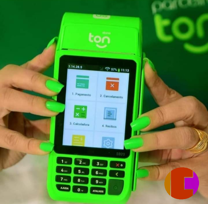 Maquininha de cartão Ton T3 smart com 2 baterias/Qrcode/touch